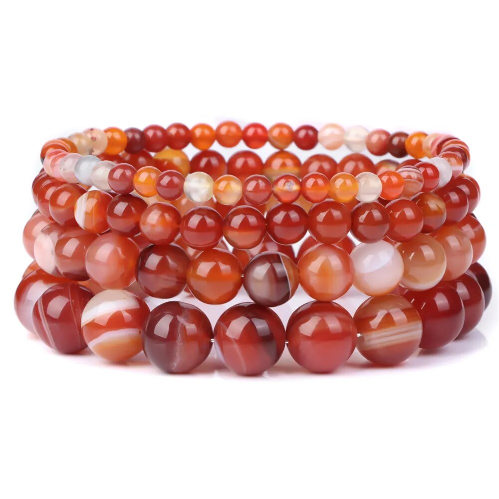 Bracelet extensible en agate cornaline, 4-12 mm 