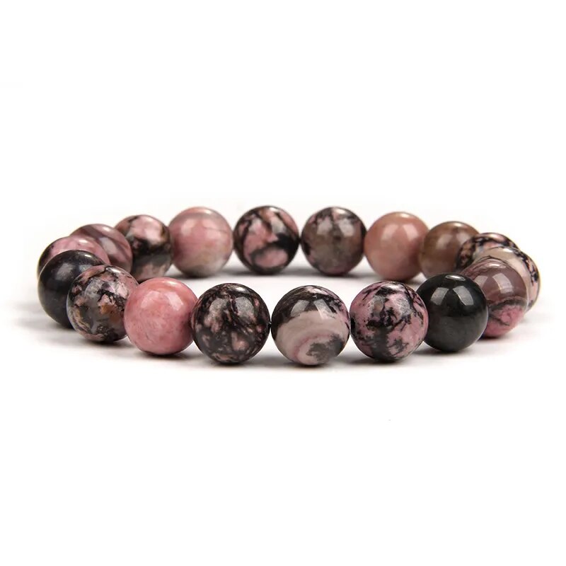 Bracelet de pierres précieuses rhodonite rouge noir