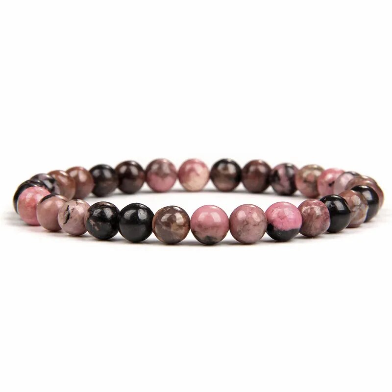 Bracelet de pierres précieuses rhodonite rouge noir
