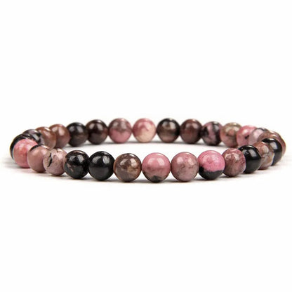 Bracelet de pierres précieuses rhodonite rouge noir