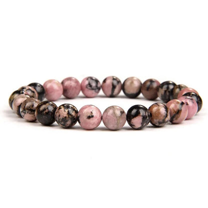 Bracelet de pierres précieuses rhodonite rouge noir