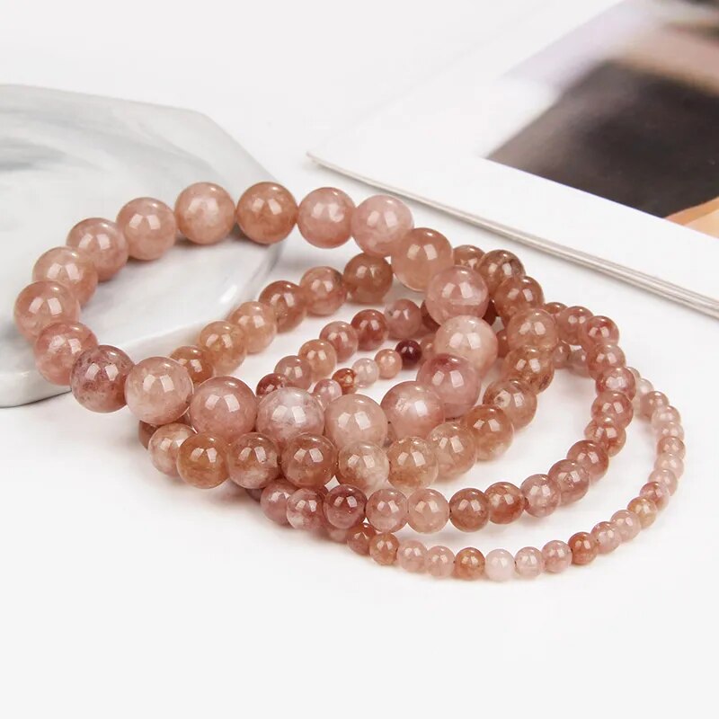 Sunstone gemstone stretch bracelet, 6-12mm