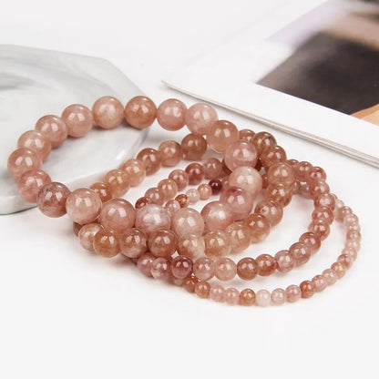 Sunstone gemstone stretch bracelet, 6-12mm