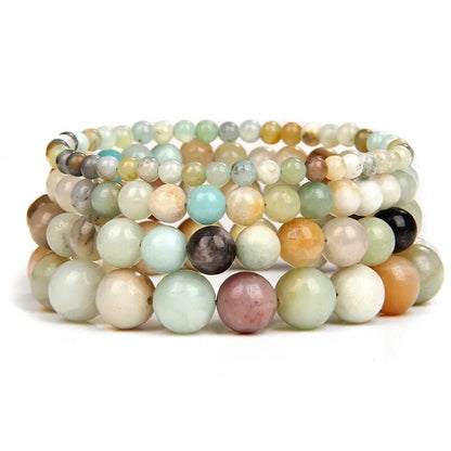 Bracelet extensible en pierre précieuse d'amazonite multicolore, 4-12 mm