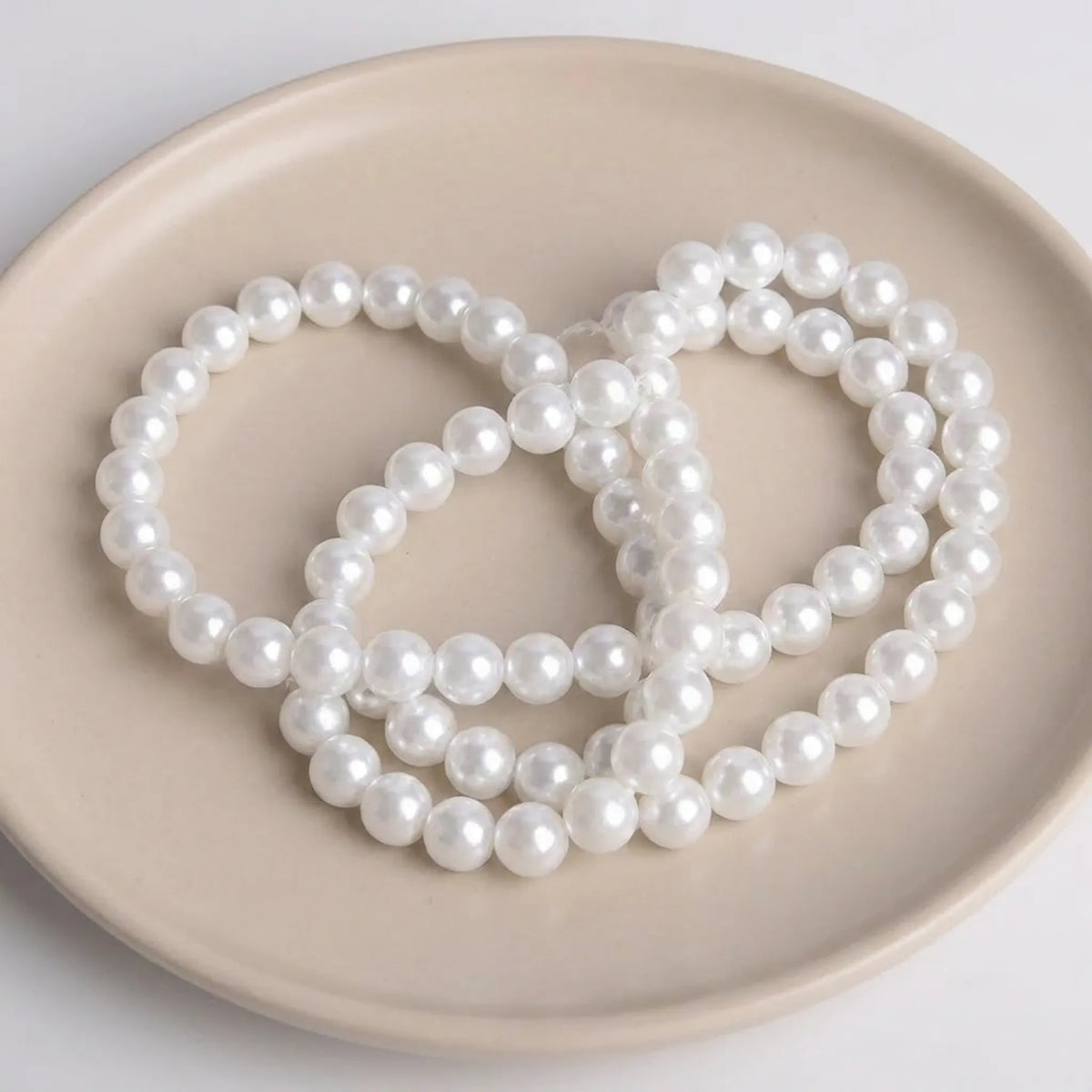 Smooth white glass pearl round beads for jewelry making