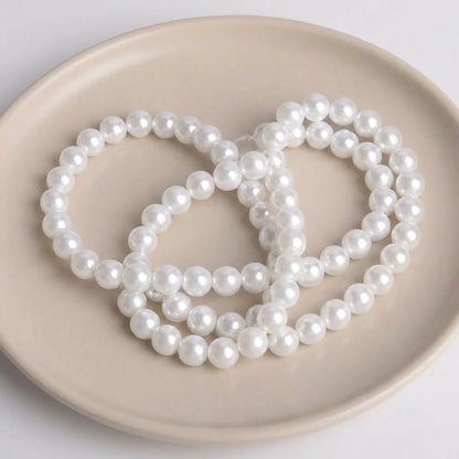 Smooth white glass pearl round beads for jewelry making