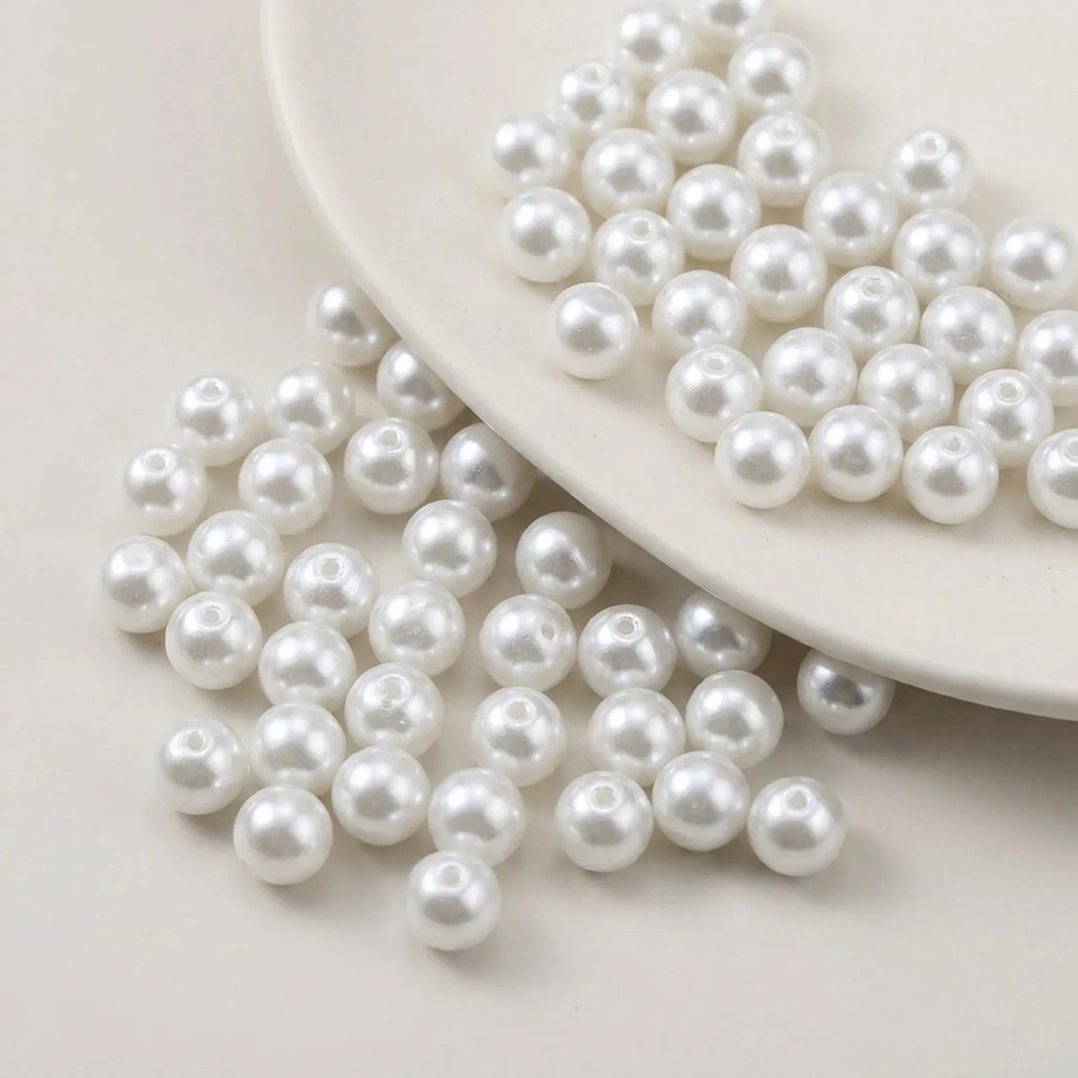 White glass pearl round beads for jewelry making