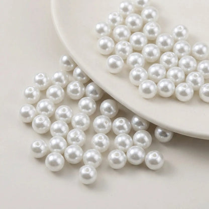 White glass pearl round beads for jewelry making