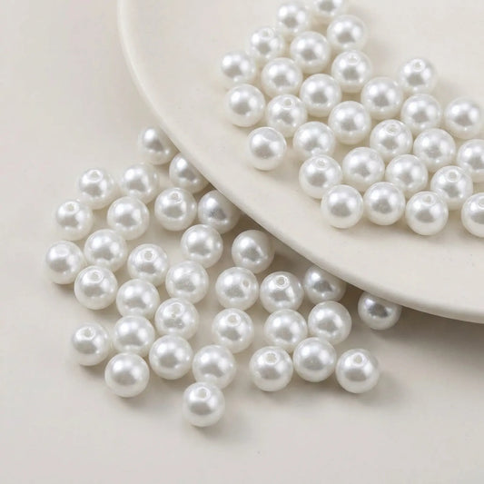 White glass pearl round beads for jewelry making