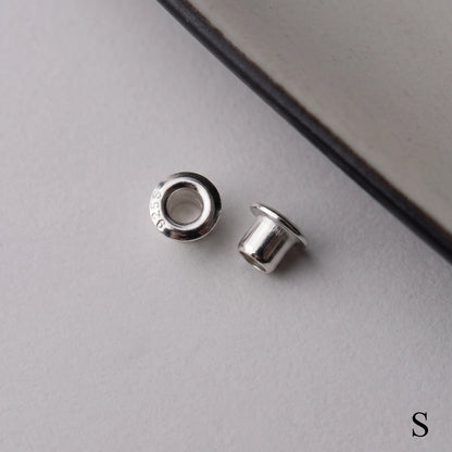 White gold finish 925 sterling silver grommet eyelet rivets, 3.3mm outer diameter