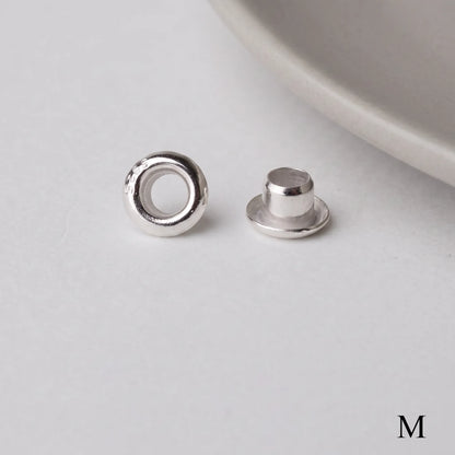 White gold finish 925 sterling silver grommet eyelet rivets, 5mm outer diameter