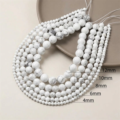 White turquoise howlite beads available in multiple sizes