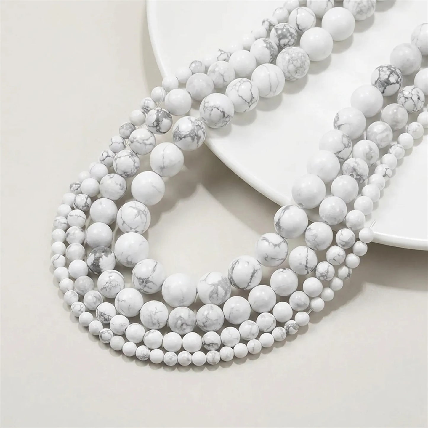 White turquoise howlite beads round matte stone strand