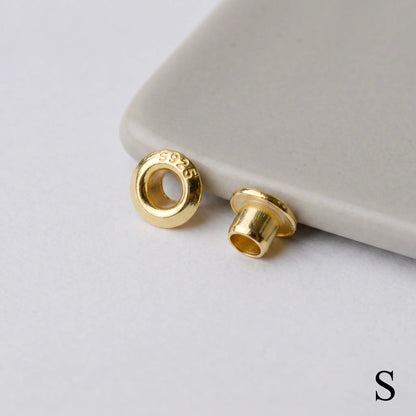 Yellow gold finish 925 sterling silver grommet eyelet rivets, 3.3mm outer diameter