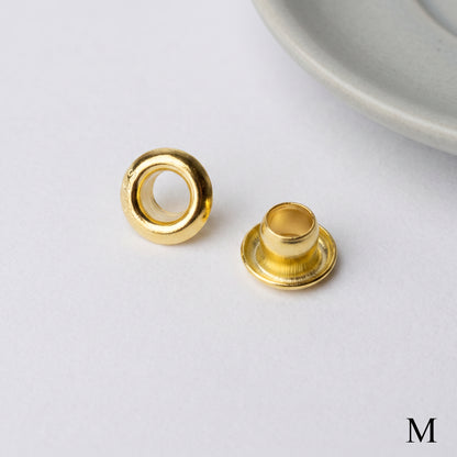 Yellow gold finish 925 sterling silver grommet eyelet rivets, 5mm outer diameter
