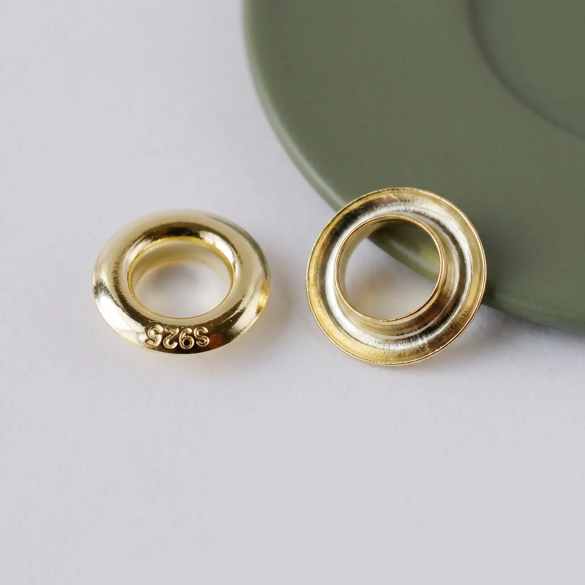 Yellow gold finish 925 sterling silver grommet eyelet rivets, 8.3mm outer diameter