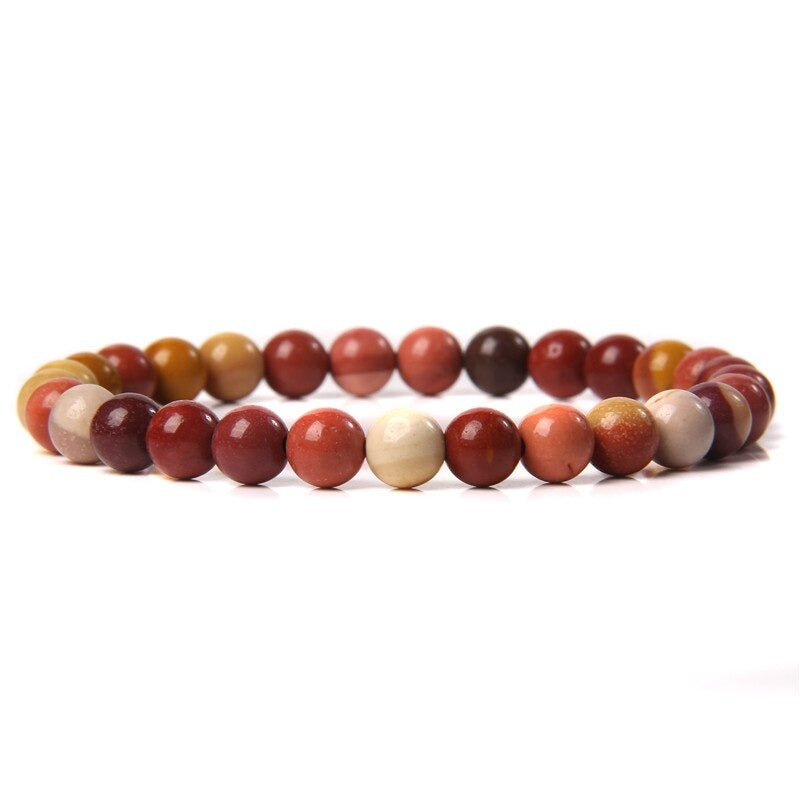 Bracelet extensible en pierre précieuse de jaspe Moukaite, 4-12 mm