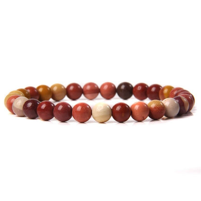 Bracelet extensible en pierre précieuse de jaspe Moukaite, 4-12 mm