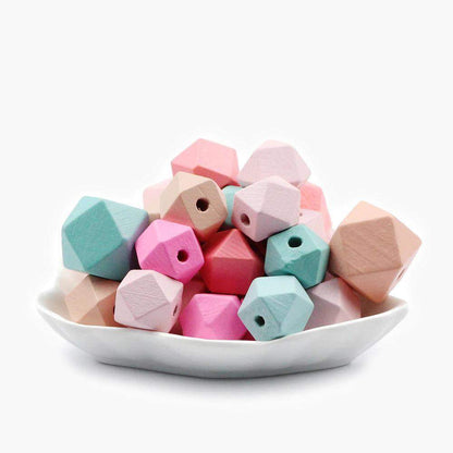 10pcs Geometric Faceted Mixed Wood Beads 15/20MM Octagonal Beads For Jewelry Making DIY Necklace toys 