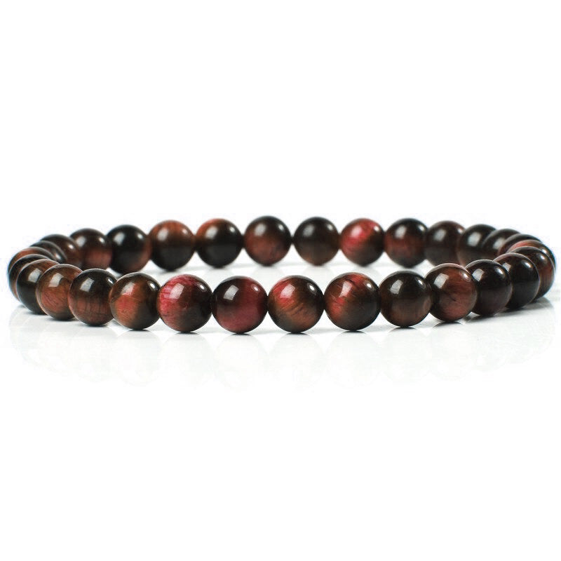 Bracelet extensible avec pierres précieuses en œil de tigre rouge, 4-12 mm