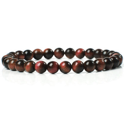 Bracelet extensible avec pierres précieuses en œil de tigre rouge, 4-12 mm