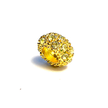Big Hole European Rhinestone Gold Rondelle Beads