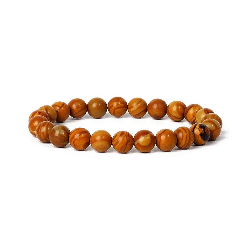 Woodgrain jasper gemstone stretch bracelet, 4-12mm