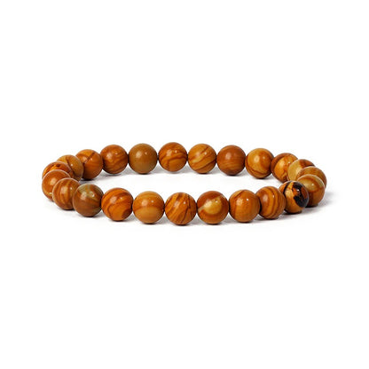 Woodgrain jasper gemstone stretch bracelet, 4-12mm