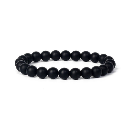 Bracelet extensible en onyx (agate) noir mat, 6-12 mm