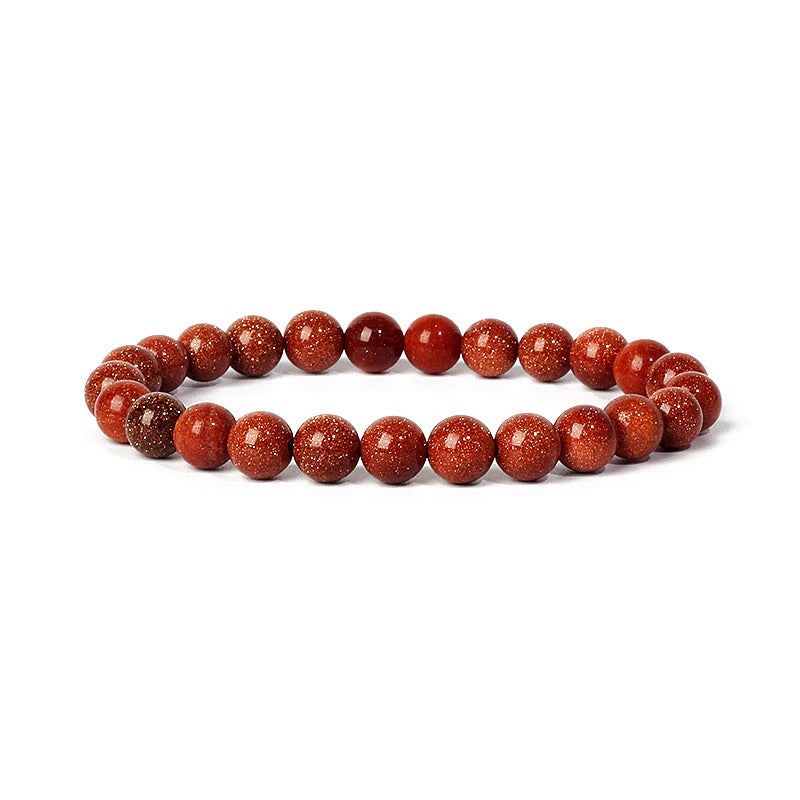 Gold Sand Stone Jasper Gemstone Stretch Bracelet 6-12mm
