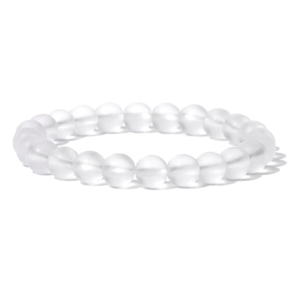 Bracelet extensible en pierre précieuse de quartz cristal mat, 6-12 mm 