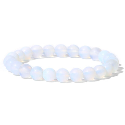 White opalite gemstone stretch bracelet, 4-12mm