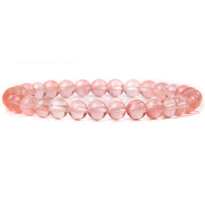 Bracelet extensible avec pierres précieuses en quartz cerise, 6-12 mm