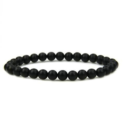 Bracelet extensible en onyx (agate) noir mat, 6-12 mm