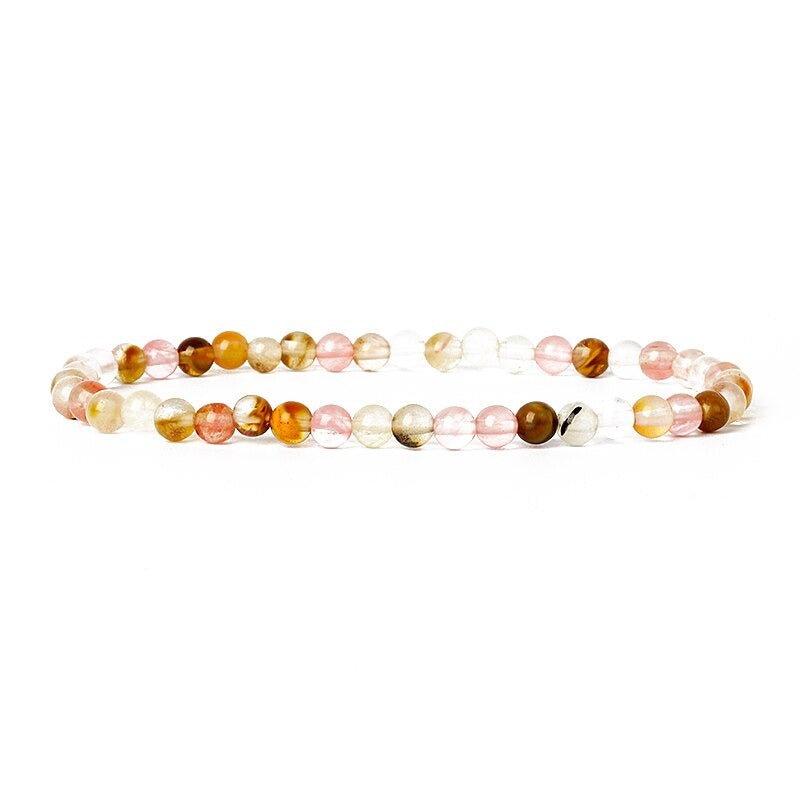 Watermelon quartz gemstone stretch bracelet, 6-12mm