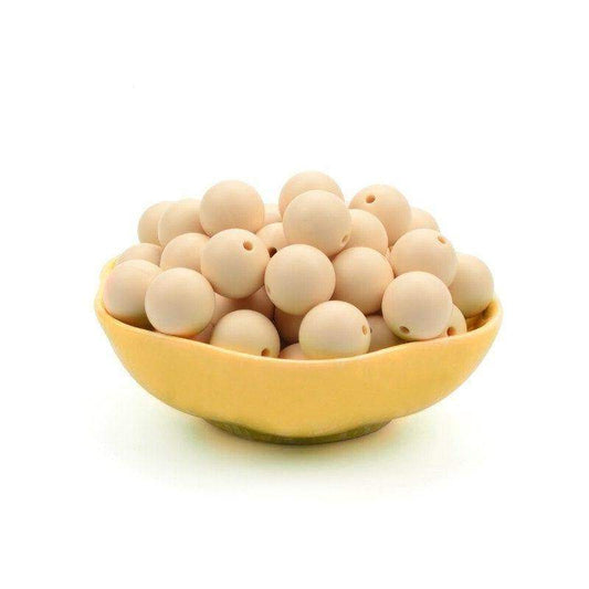 9 12 15 19mm Beige Silicone Beads, BPA Safe Round Silicone Food Grade Beads For DIY jewelry making 