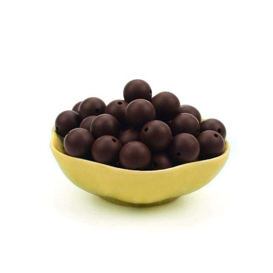 9 12 15 19mm Chocolate Brown Silicone Beads, BPA Safe Round Silicone Food Grade Beads For DIY jewelry making 