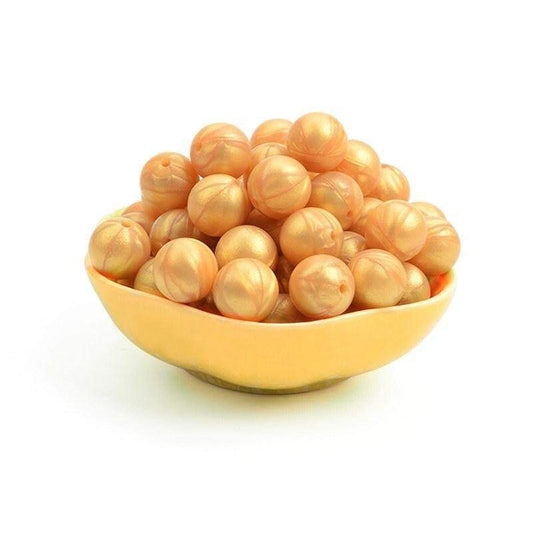 9 12 15 19mm Metal gold Silicone Beads, BPA Safe Round Silicone Food Grade Beads For DIY jewelry making 