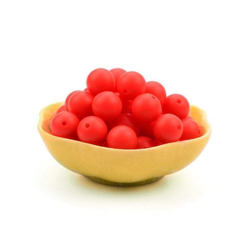 9 12 15 19mm Siam Red Silicone Beads, BPA Safe Round Silicone Food Grade Beads For DIY jewelry making 