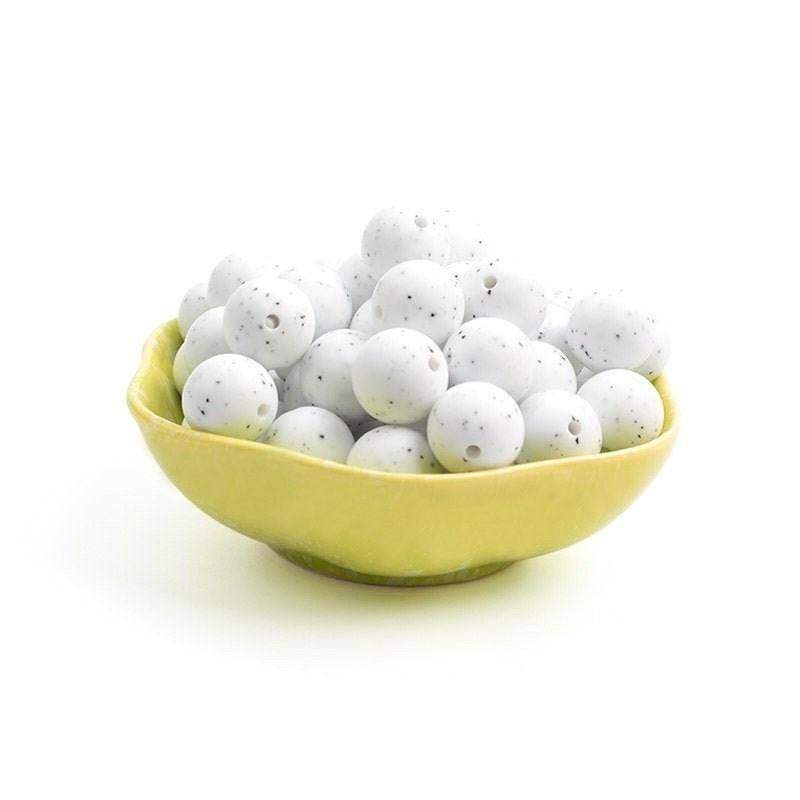 9 12 15 19mm White Black gritty Silicone Beads, BPA Safe Round Silicone Food Grade Beads For DIY jewelry making 