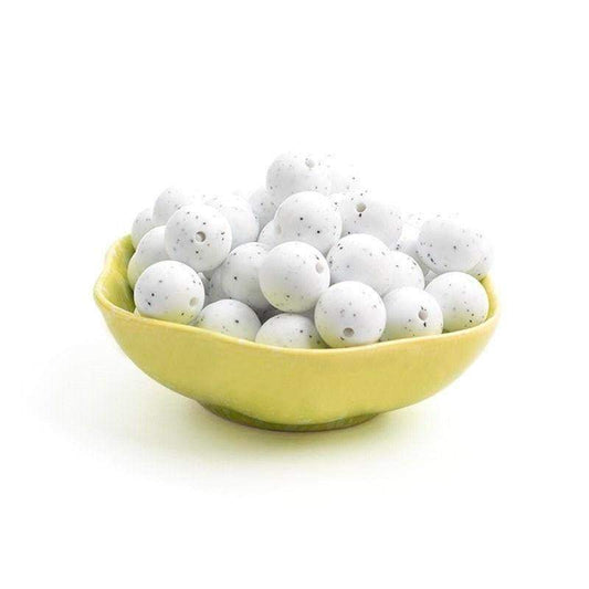 9 12 15 19mm White Black gritty Silicone Beads, BPA Safe Round Silicone Food Grade Beads For DIY jewelry making 