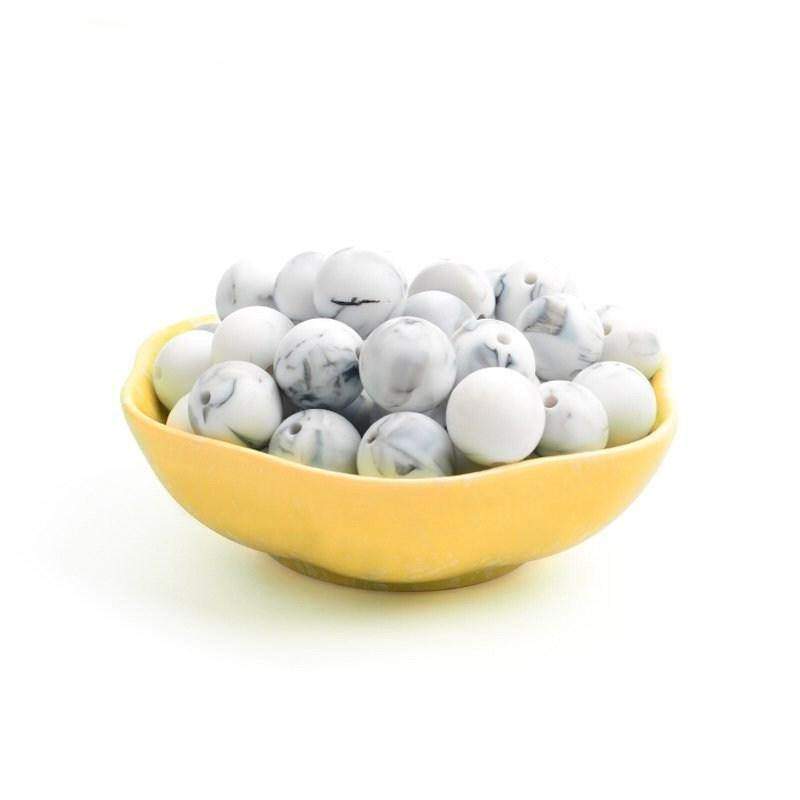 9 12 15 19mm White Black Marble Silicone Beads, BPA Safe Round Silicone Food Grade Beads For DIY jewelry making 