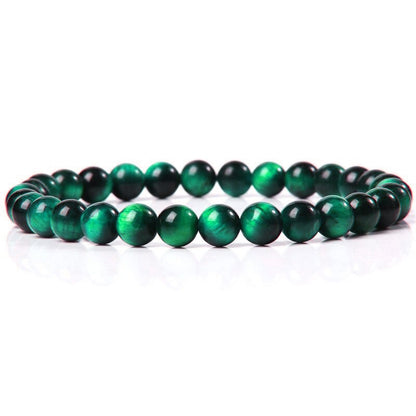Bracelet extensible en œil de tigre vert, 6-12 mm