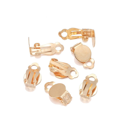 Base de clip d'oreille, boucles d'oreilles serties vierges 10 mm, 50 pcs