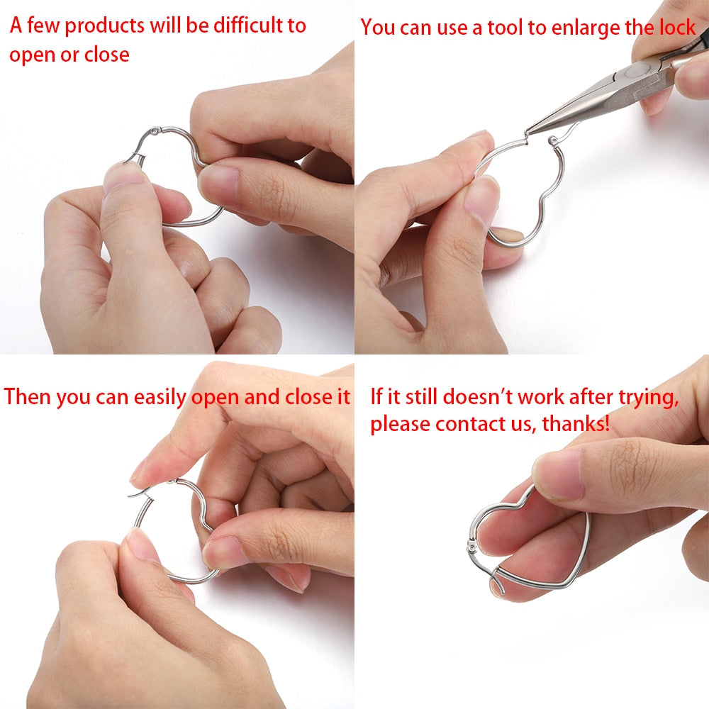 Boucles d'oreilles en acier inoxydable doré : étoile, carré, cœur, 6 pièces