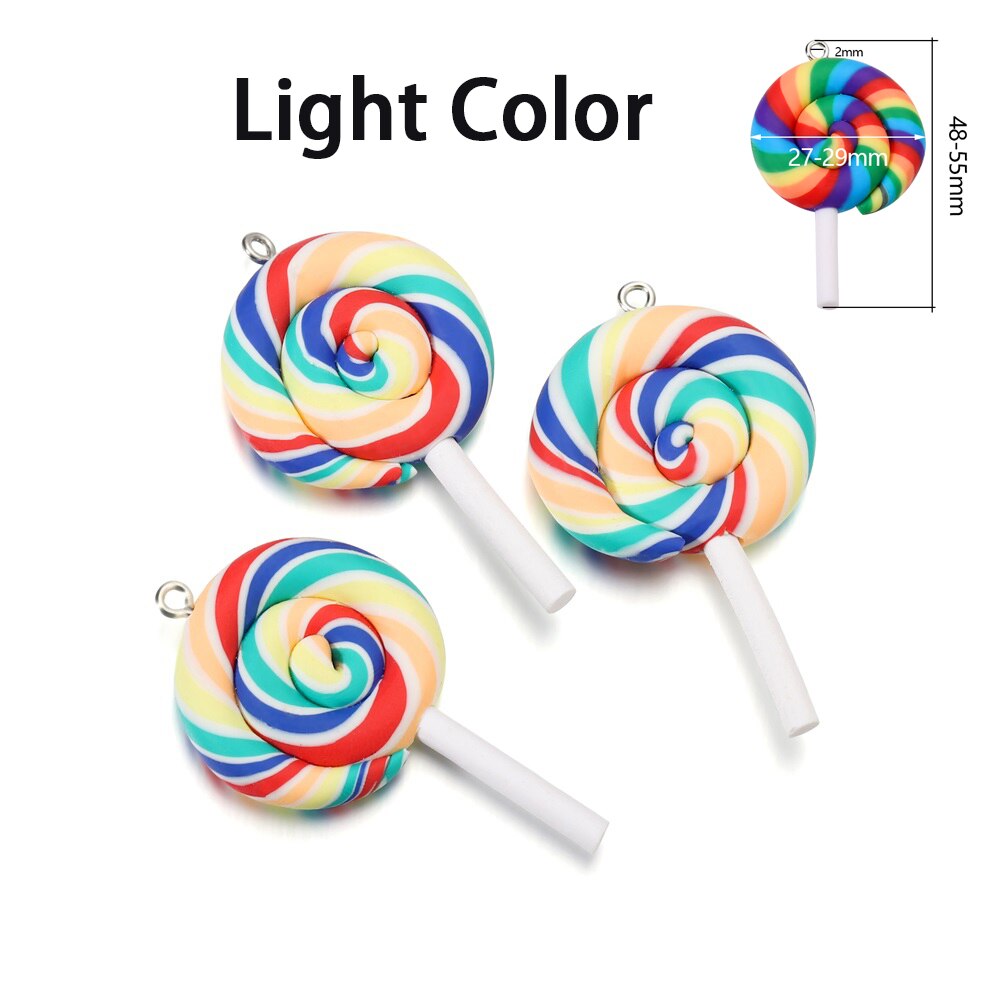 Cute Candy Color Marshmallow Polymer Clay Pendant, 10pcs