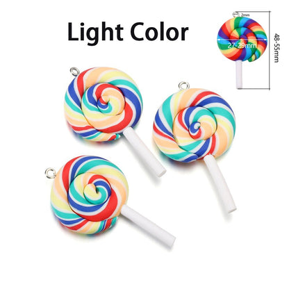 Cute Candy Color Marshmallow Polymer Clay Pendant, 10pcs
