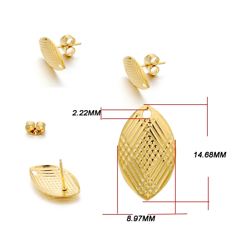 Base de clou de boucle d'oreille géométrique en acier inoxydable, 10 pièces