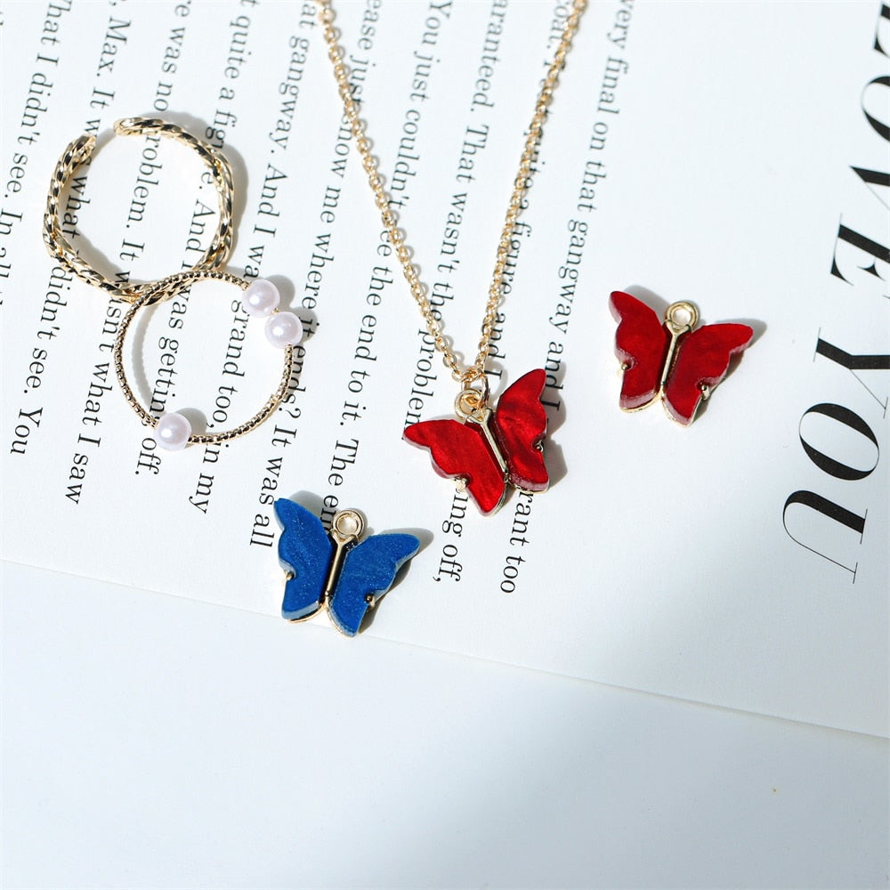 Pendentif papillon en résine colorée, 10 pièces