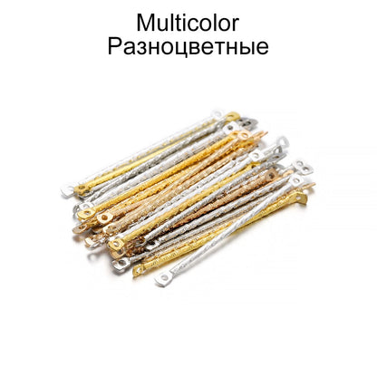 Boucles d'oreilles barre double cylindre à rayures dorées 15-40 mm, 100 pièces